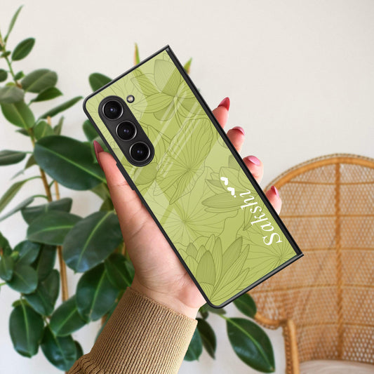 Customized luxury Mint Green leaves Glossy Metal Case Cover For Samsung