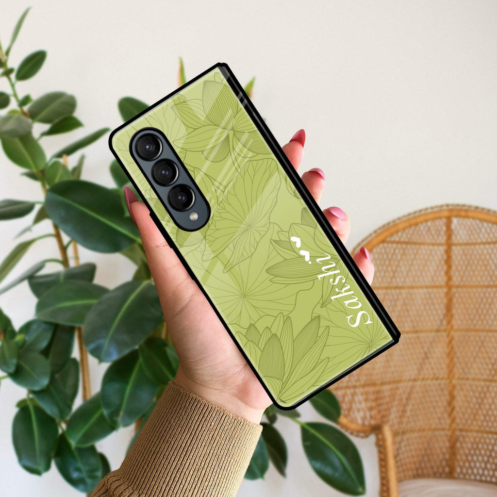 Customized luxury Mint Green leaves Glossy Metal Case Cover For Samsung - ShopOnCliQ