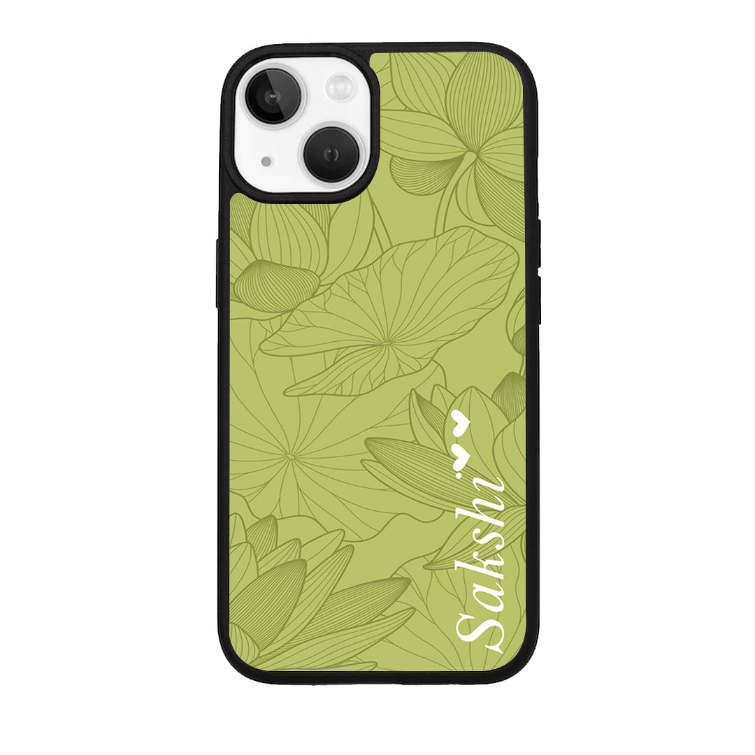 Customized luxury Mint Green leaves Glossy Metal Case Cover For iPhone ShopOnCliQ