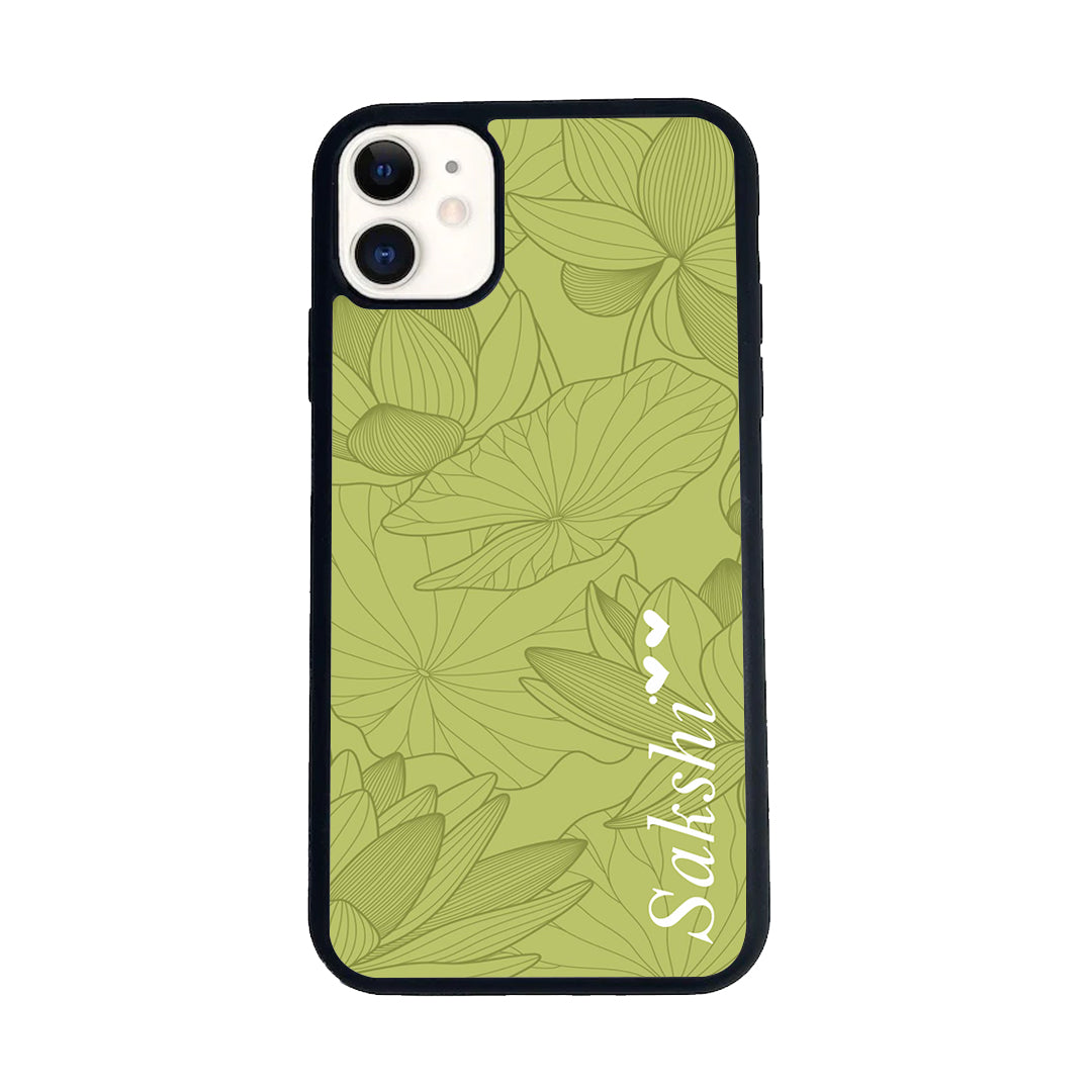 Customized luxury Mint Green leaves Glossy Metal Case Cover For iPhone ShopOnCliQ