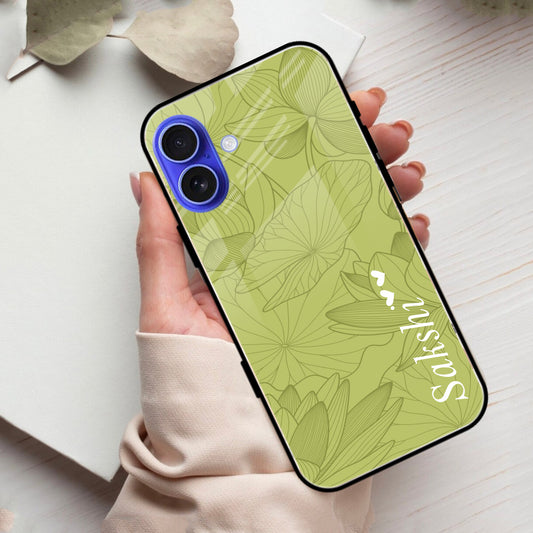 Customized luxury Mint Green leaves Glossy Metal Case Cover For iPhone ShopOnCliQ