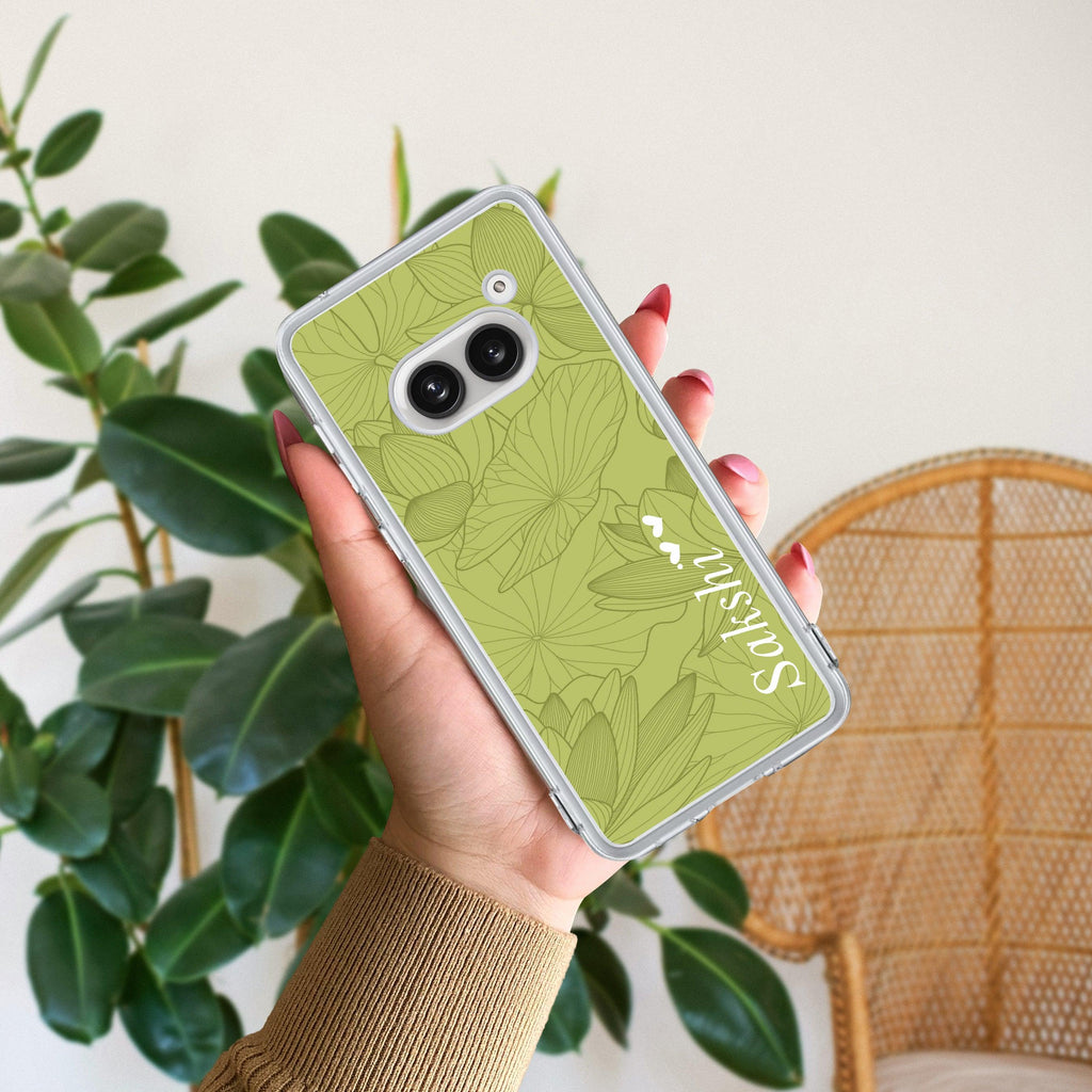 Customized luxury Mint Green leaves Transparent Silicon Case For Nothing - ShopOnCliQ