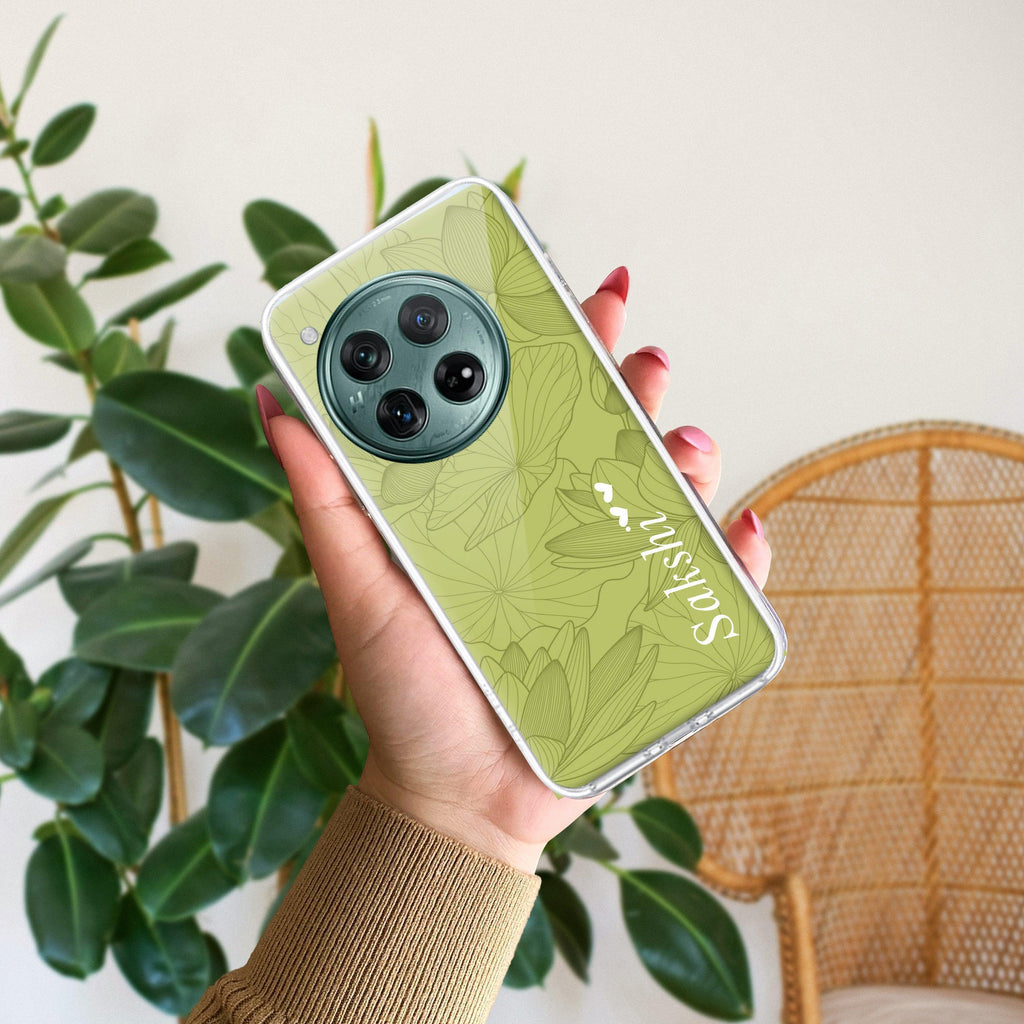 Customized luxury Mint Green leaves Transparent Silicon Case For OnePlus - ShopOnCliQ
