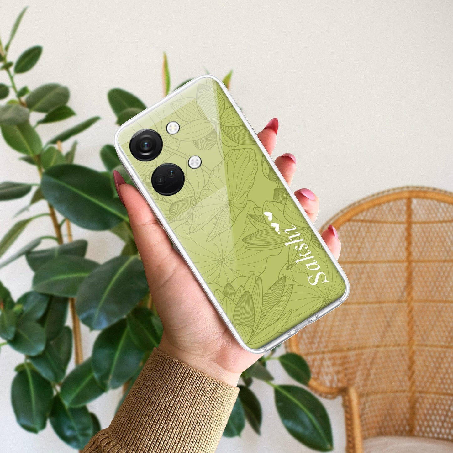 Customized luxury Mint Green leaves Transparent Silicon Case For OnePlus - ShopOnCliQ