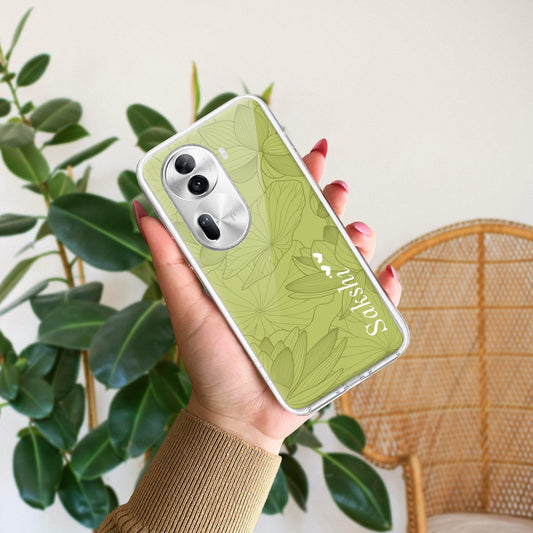 Customized luxury Mint Green leaves Transparent Silicon Case For Oppo