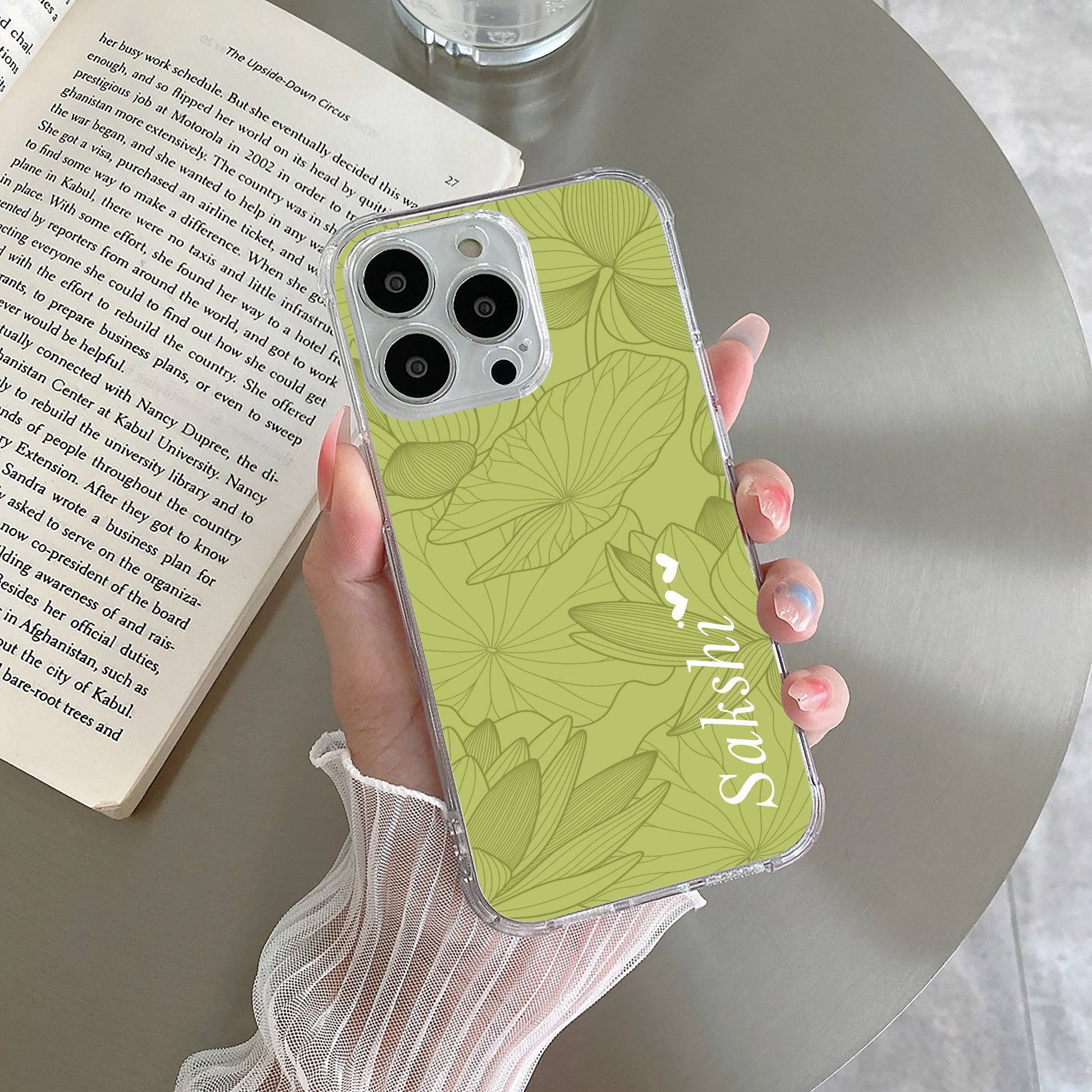 Customized luxury Mint Green leaves Transparent Silicon Case For Oppo ShopOnCliQ