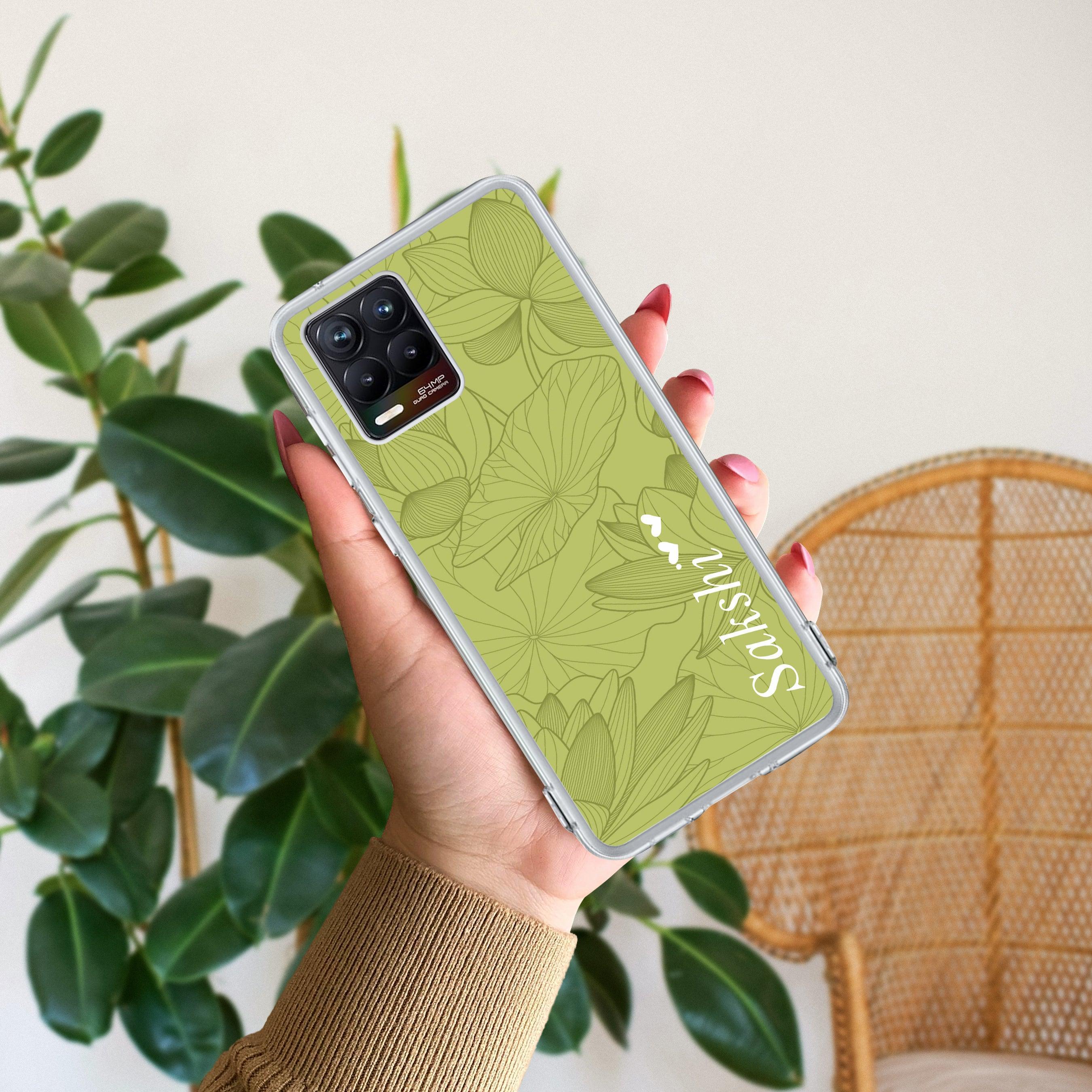 Customized luxury Mint Green leaves Transparent Silicon Case For Realme Narzo N65 5G