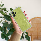 Customized luxury Mint Green leaves Transparent Silicon Case For Realme C35 / Realme Narzo 50A Prime