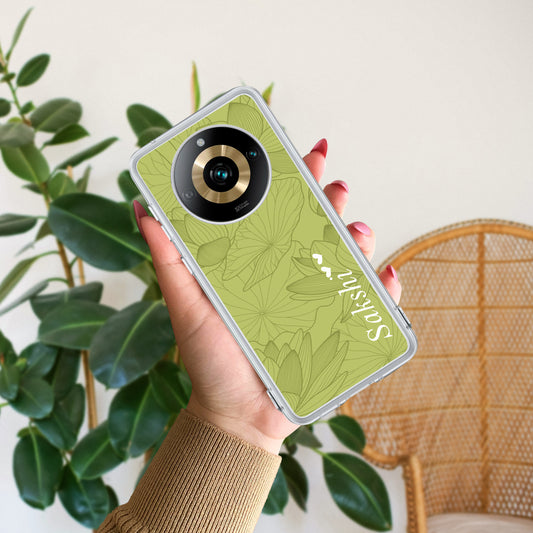 Customized luxury Mint Green leaves Transparent Silicon Case For Realme/Narzo ShopOnCliQ