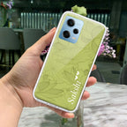 Customized luxury Mint Green leaves Transparent Silicon Case For Redmi Note 14 Pro 5G