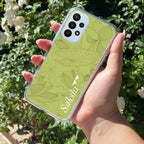 Customized luxury Mint Green leaves Transparent Silicon Case For Samsung Galaxy A52 / Samsung Galaxy A52s