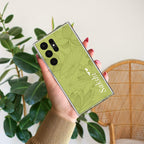 Customized luxury Mint Green leaves Anti Yellow Case For Samsung Galaxy S22 Ultra 5G