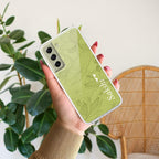 Customized luxury Mint Green leaves Transparent Silicon Case For Samsung Galaxy F62