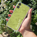 Customized luxury Mint Green leaves Transparent Silicon Case For Samsung Galaxy M06 5G