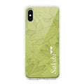 Customized luxury Mint Green leaves Transparent Silicon Case For iPhone X/Xs