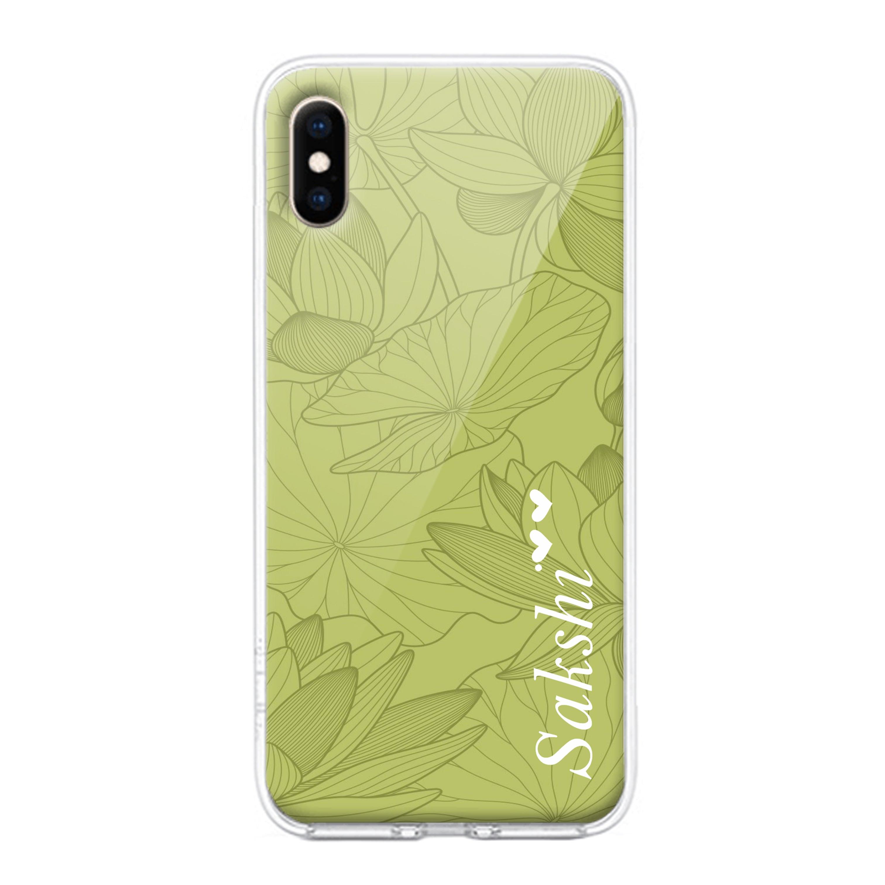 Customized luxury Mint Green leaves Transparent Silicon Case For iPhone - ShopOnCliQ