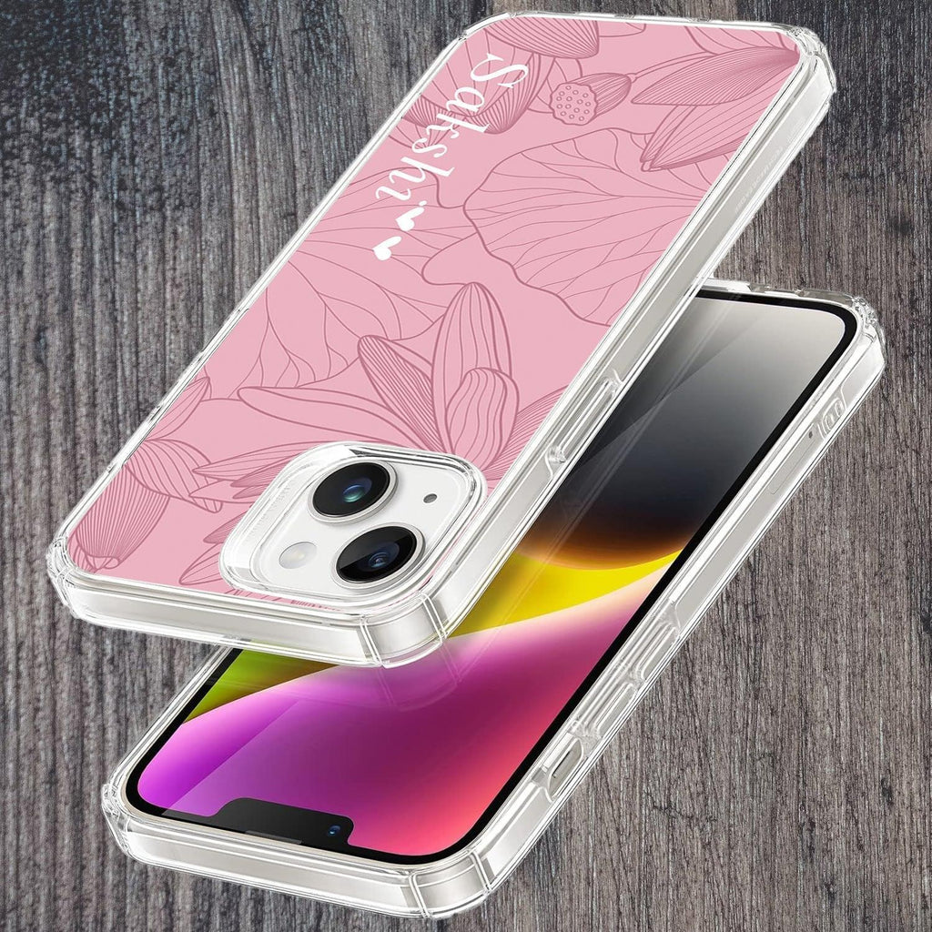 Customized luxury Peach leaves Transparent Silicon Case For Motorola Edge 50 Fusion 5G