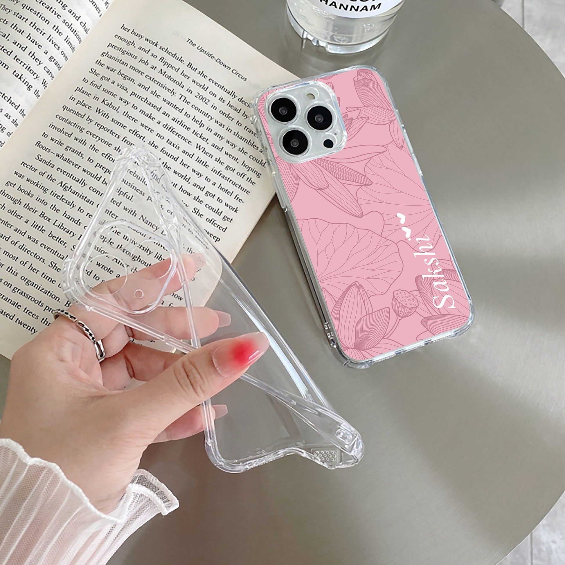 Customized luxury Peach leaves Transparent Silicon Case For Motorola ShopOnCliQ