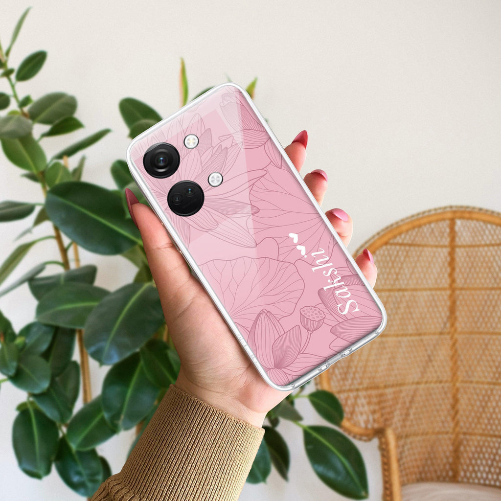 Customized luxury Peach leaves Transparent Silicon Case For OnePlus Nord CE 3 5G