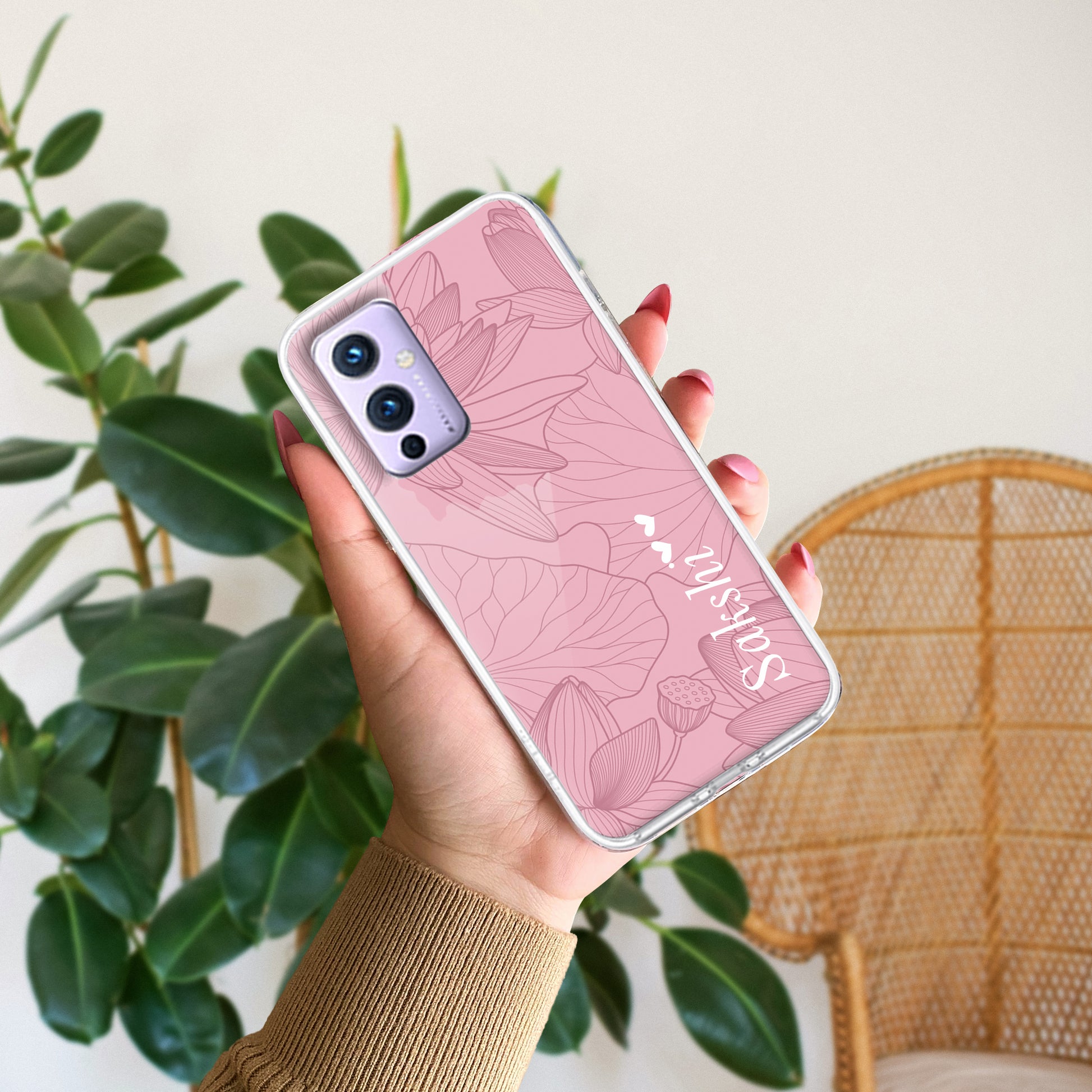 Customized luxury Peach leaves Transparent Silicon Case For OnePlus ShopOnCliQ