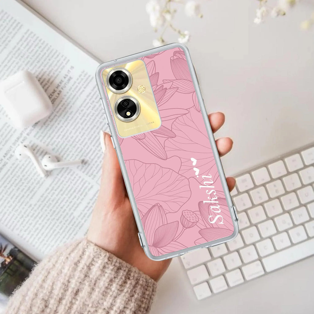 Customized luxury Peach leaves Transparent Silicon Case For Oppo A59 5G