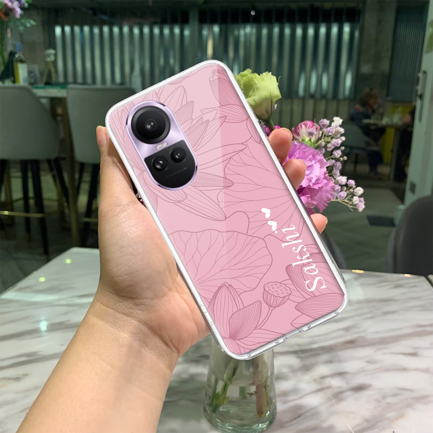 Customized luxury Peach leaves Transparent Silicon Case For Oppo ShopOnCliQ