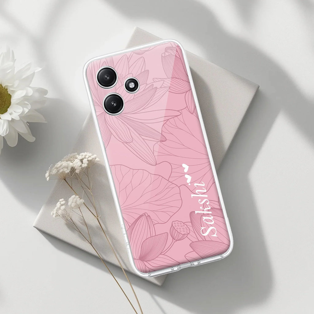 Customized luxury Peach leaves Transparent Silicon Case For Poco M6 Pro 5G