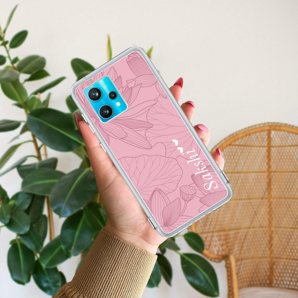Customized luxury Peach leaves Transparent Silicon Case For Realme P3 5G