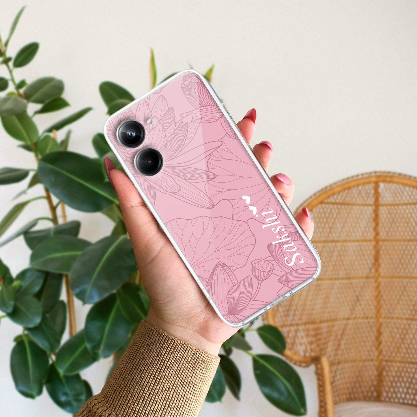 Customized luxury Peach leaves Transparent Silicon Case For Realme/Narzo ShopOnCliQ