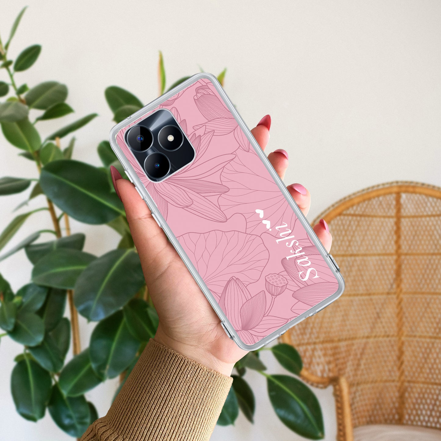 Customized luxury Peach leaves Transparent Silicon Case For Realme/Narzo - ShopOnCliQ