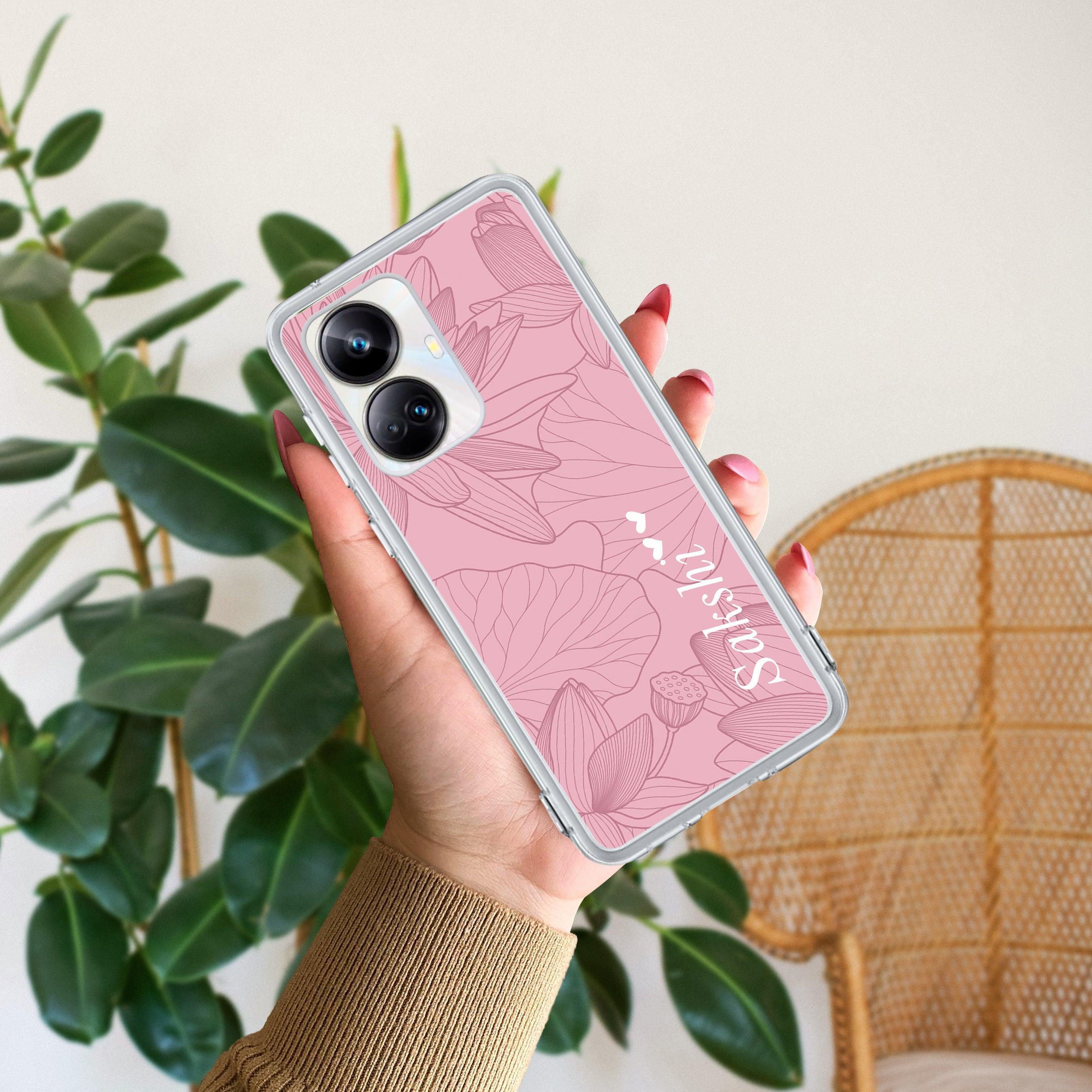 Customized luxury Peach leaves Transparent Silicon Case For Realme 8i / Realme Narzo 50