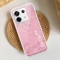Customized luxury Peach leaves Transparent Silicon Case For Redmi Note 14 Pro Plus 5G