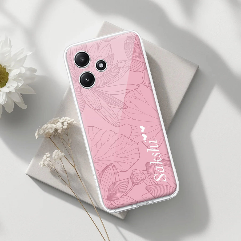 Customized luxury Peach leaves Transparent Silicon Case For Redmi Note 13 Pro 5G