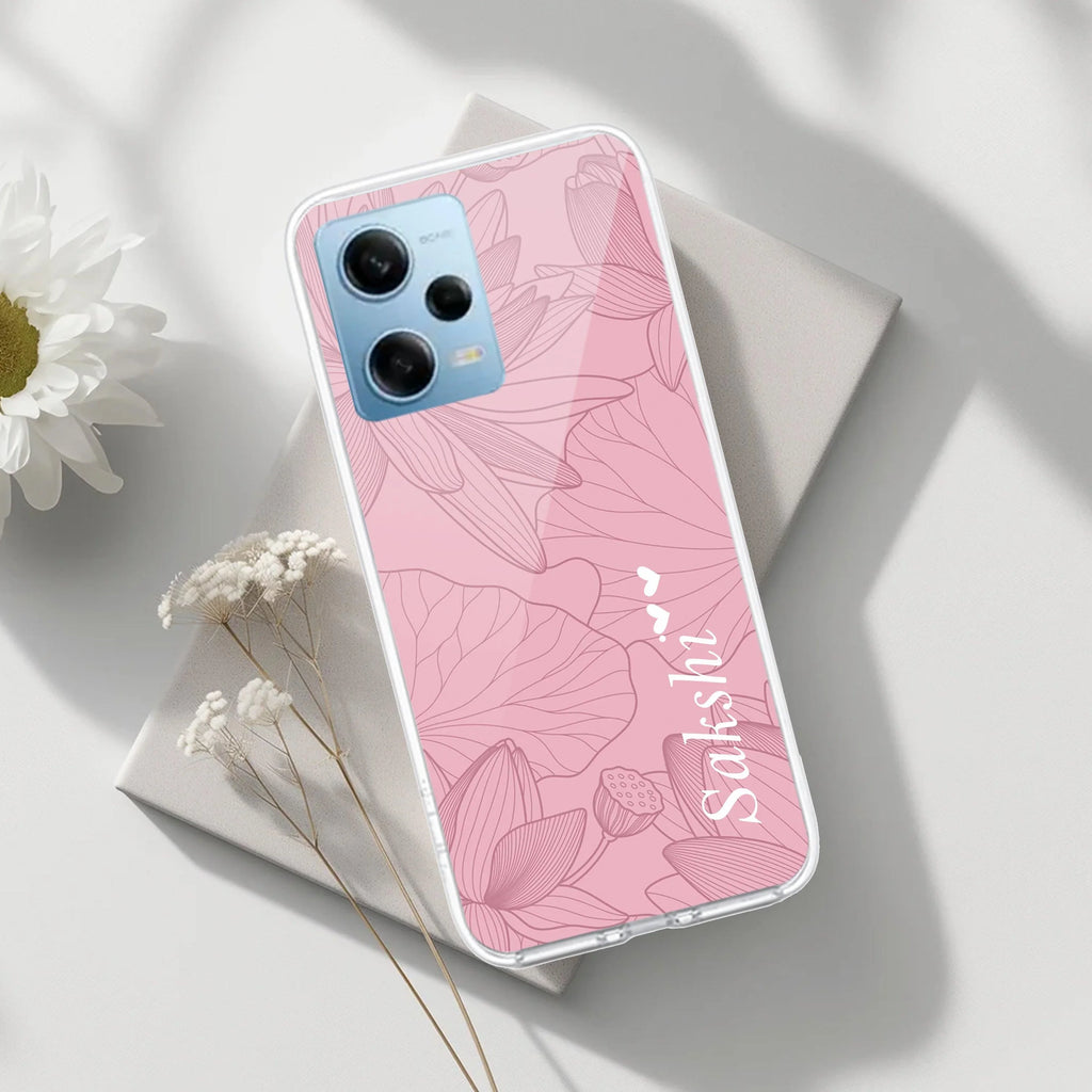 Customized luxury Peach leaves Transparent Silicon Case For Redmi Note 14 5G