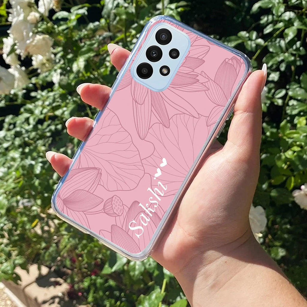 Customized luxury Peach leaves Transparent Silicon Case For Samsung Galaxy A73
