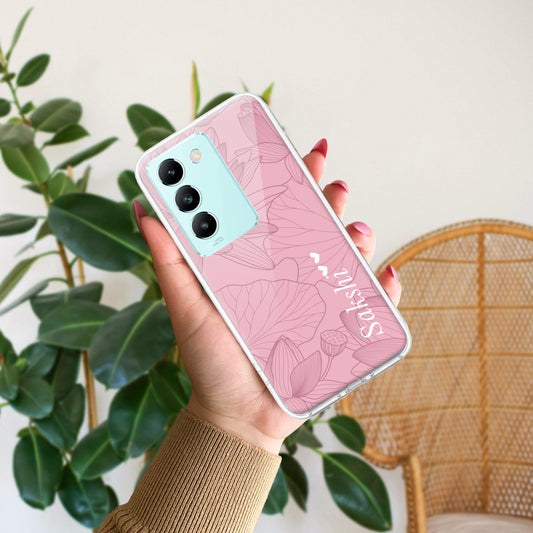 Customized luxury Peach leaves Transparent Silicon Case For Vivo ShopOnCliQ