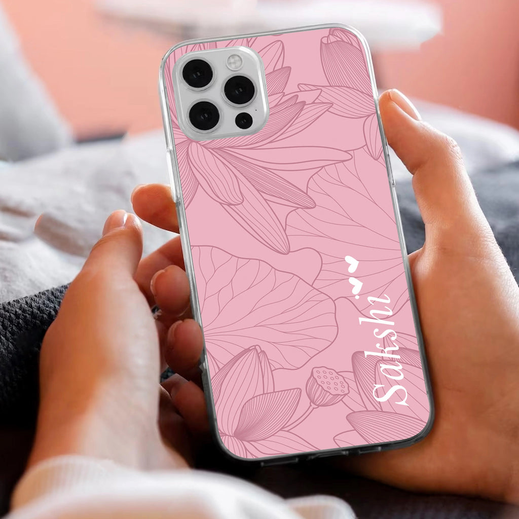 Customized luxury Peach leaves Transparent Silicon Case For Realme/Narzo