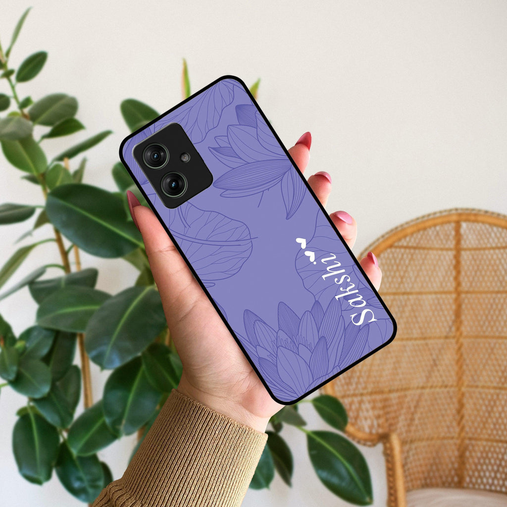 Customized luxury Purple leaves Glossy Metal Case Cover For Motorola - ShopOnCliQ