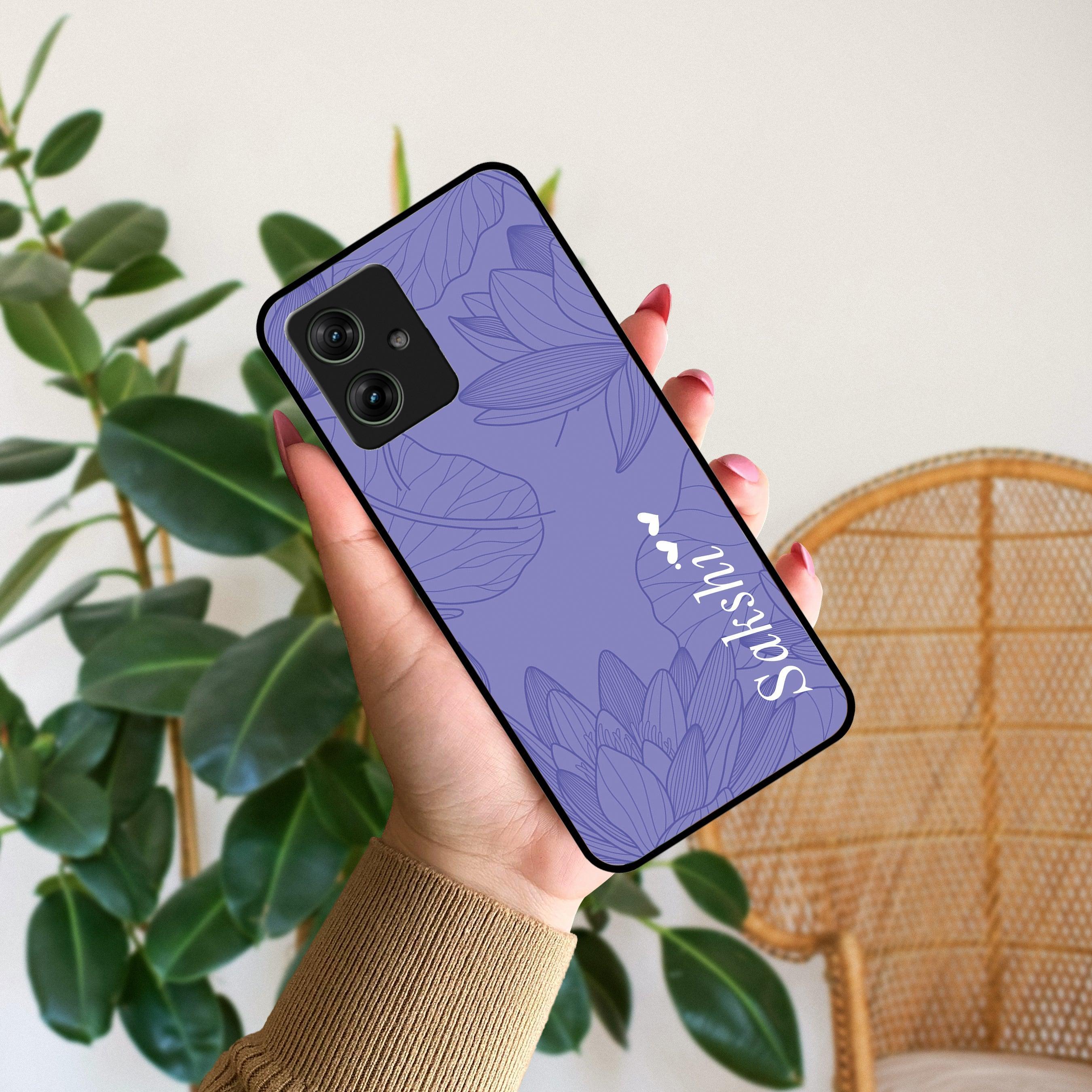 Customized luxury Purple leaves Glossy Metal Case Cover For Motorola - ShopOnCliQ