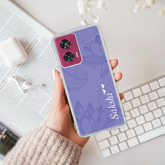 Customized luxury Purple leaves Transparent Silicon Case For Motorola ShopOnCliQ