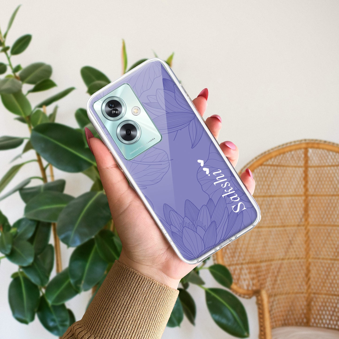 Customized luxury Purple leaves Transparent Silicon Case For Oppo ShopOnCliQ