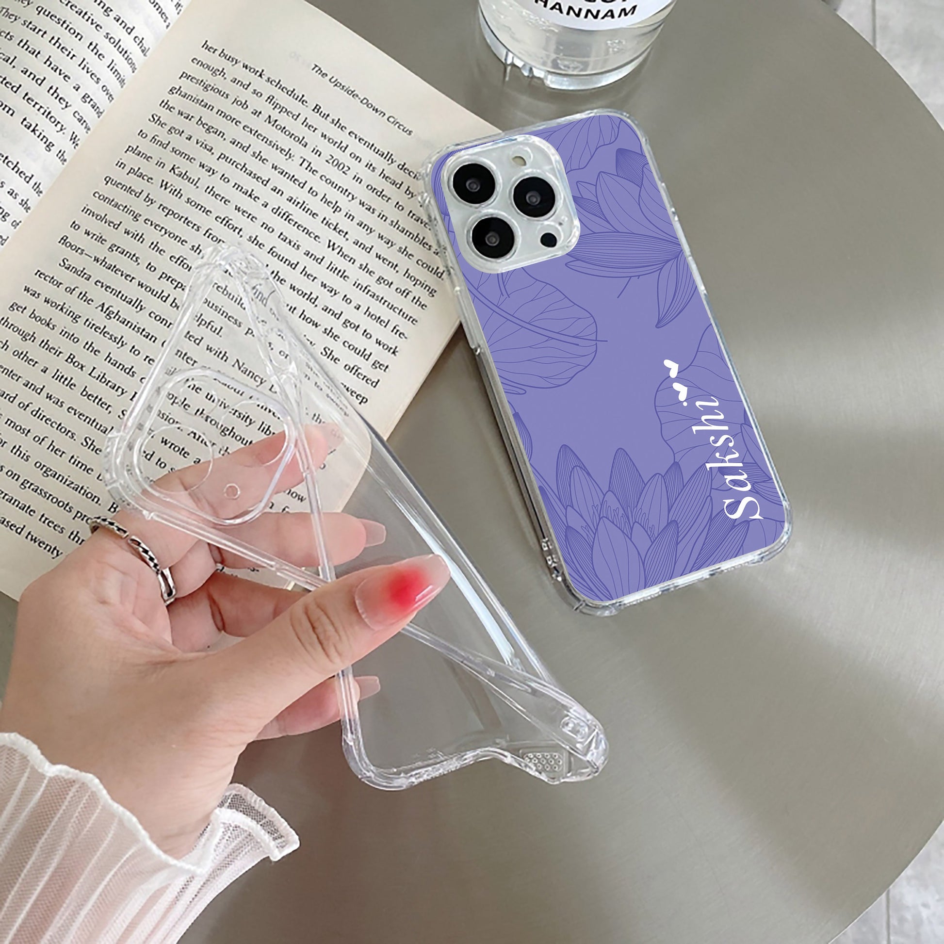 Customized luxury Purple leaves Transparent Silicon Case For Oppo ShopOnCliQ