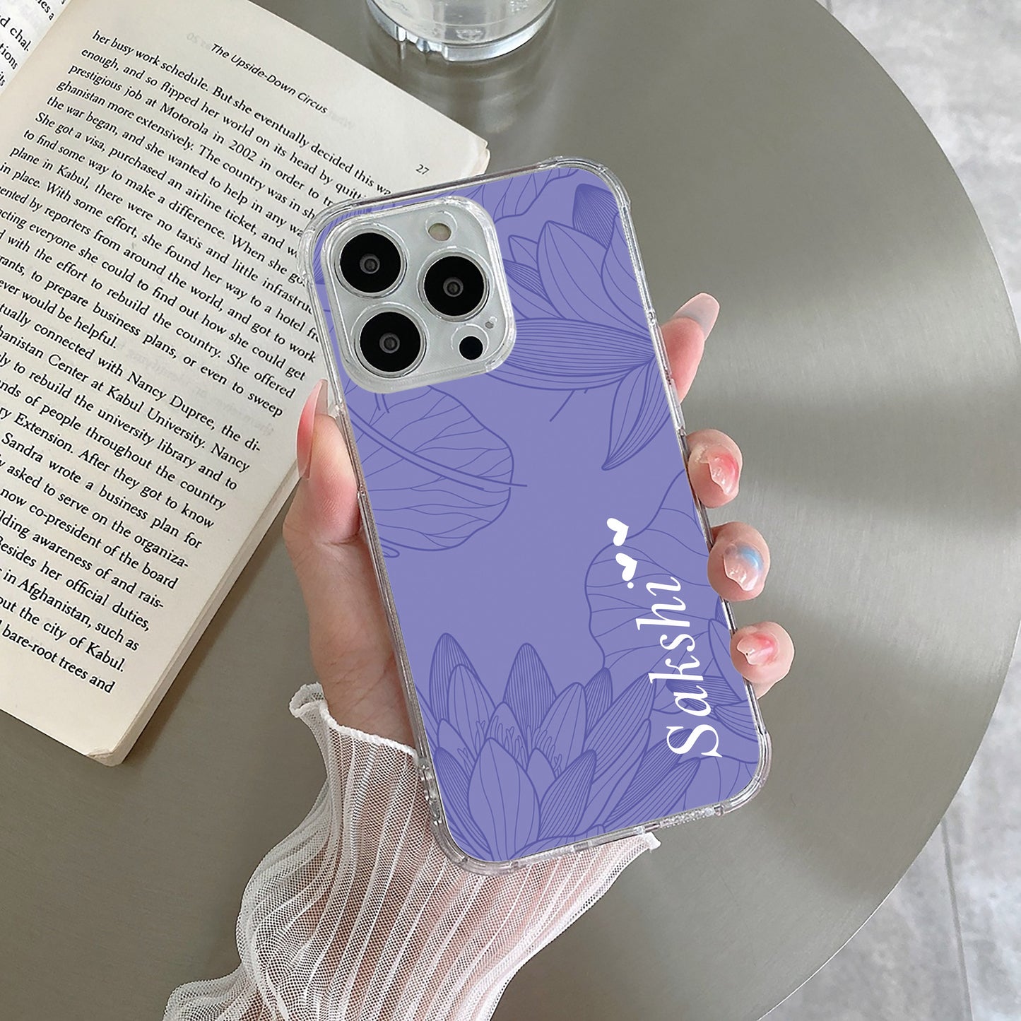 Customized luxury Purple leaves Transparent Silicon Case For Oppo ShopOnCliQ