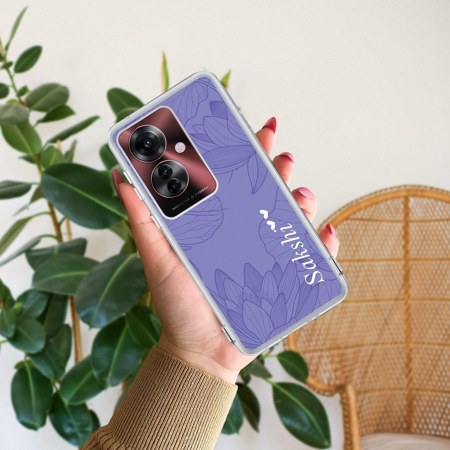 Customized luxury Purple leaves Transparent Silicon Case For Oppo - ShopOnCliQ