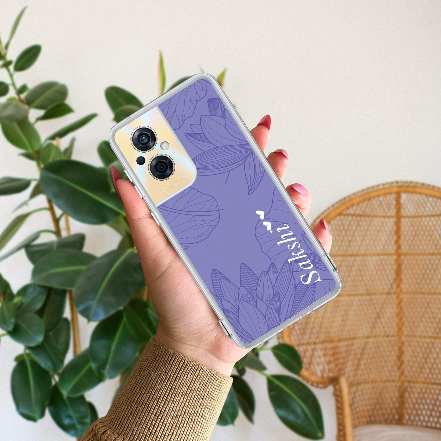 Customized luxury Purple leaves Transparent Silicon Case For Oppo - ShopOnCliQ