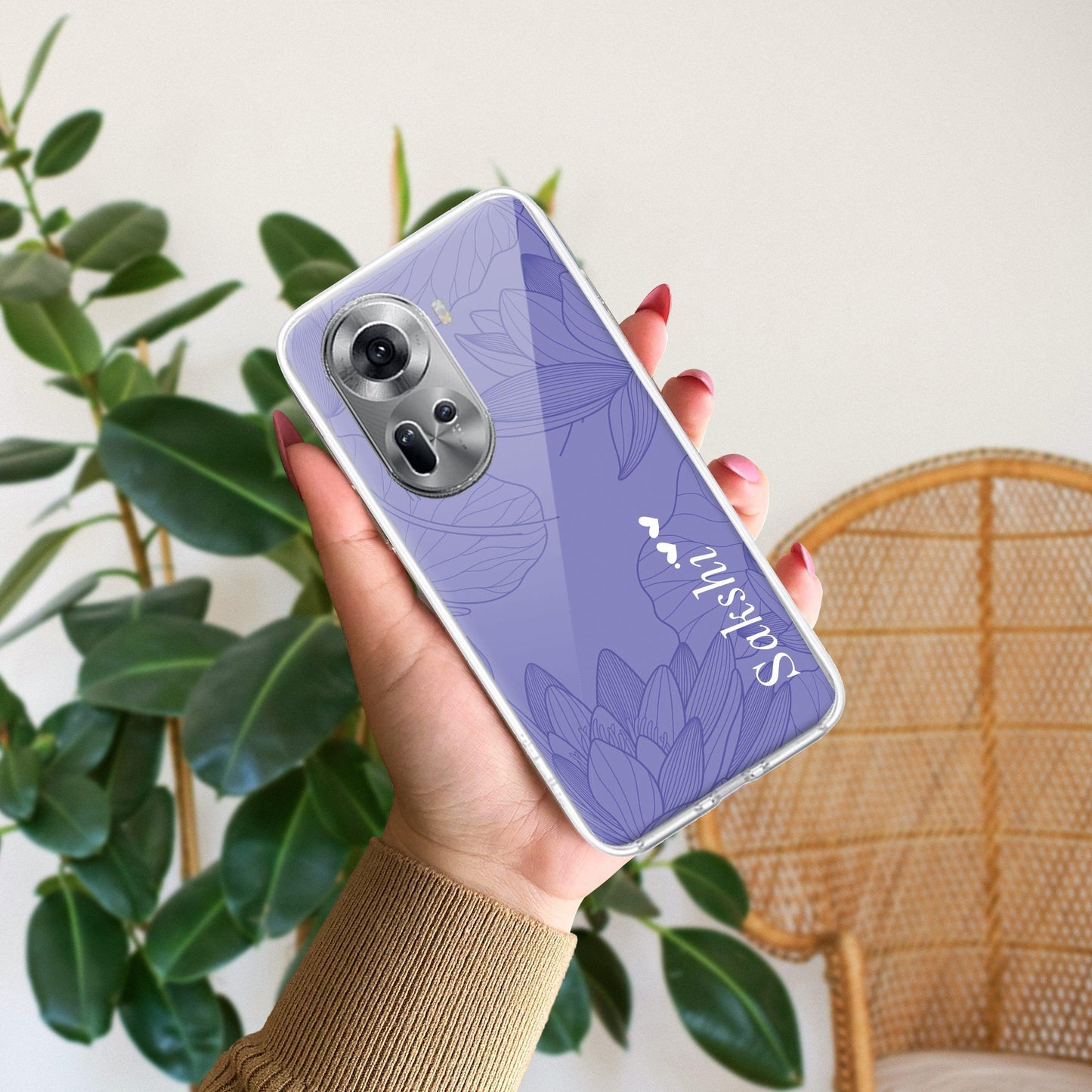 Customized luxury Purple leaves Transparent Silicon Case For Oppo - ShopOnCliQ