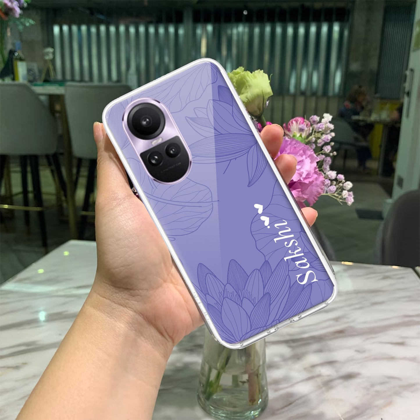 Customized luxury Purple leaves Transparent Silicon Case For Oppo ShopOnCliQ