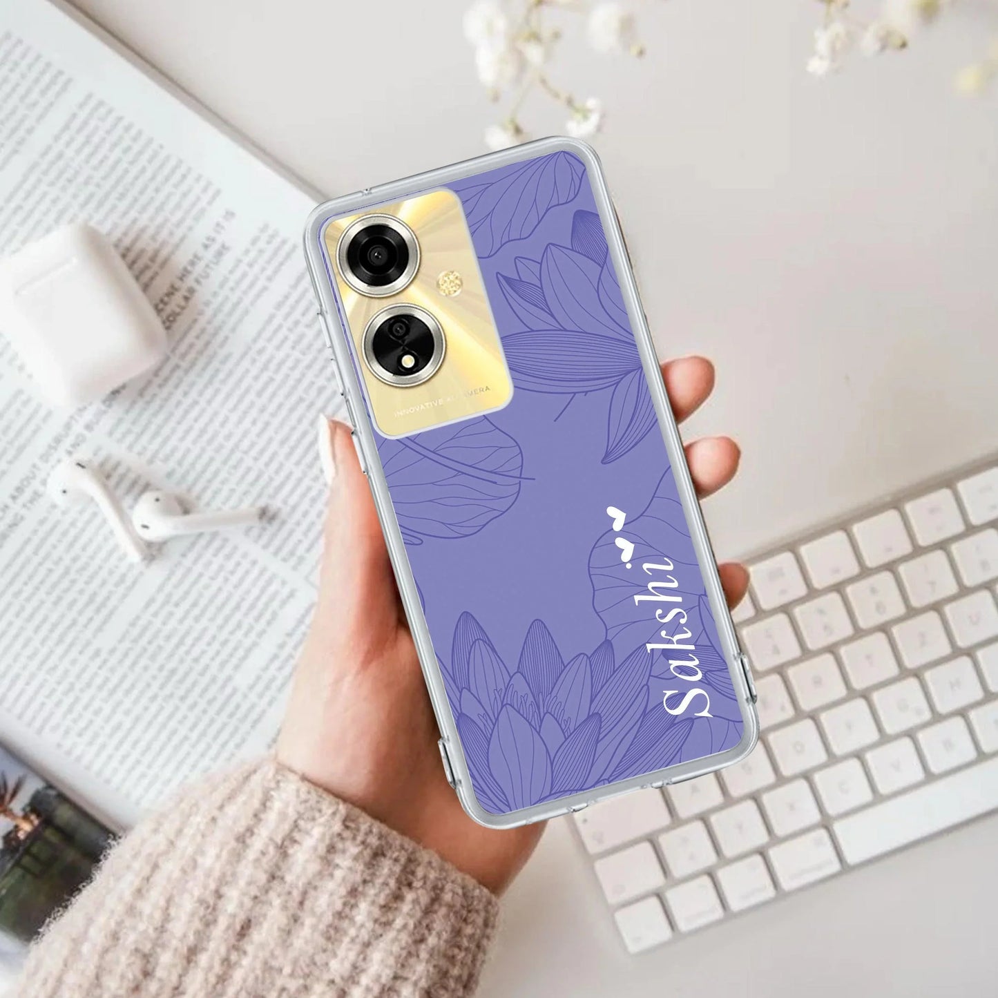 Customized luxury Purple leaves Transparent Silicon Case For Oppo - ShopOnCliQ