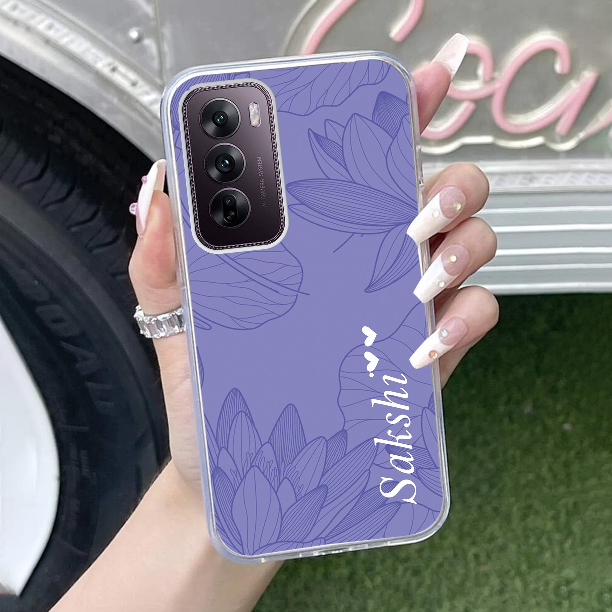 Customized luxury Purple leaves Transparent Silicon Case For Oppo ShopOnCliQ