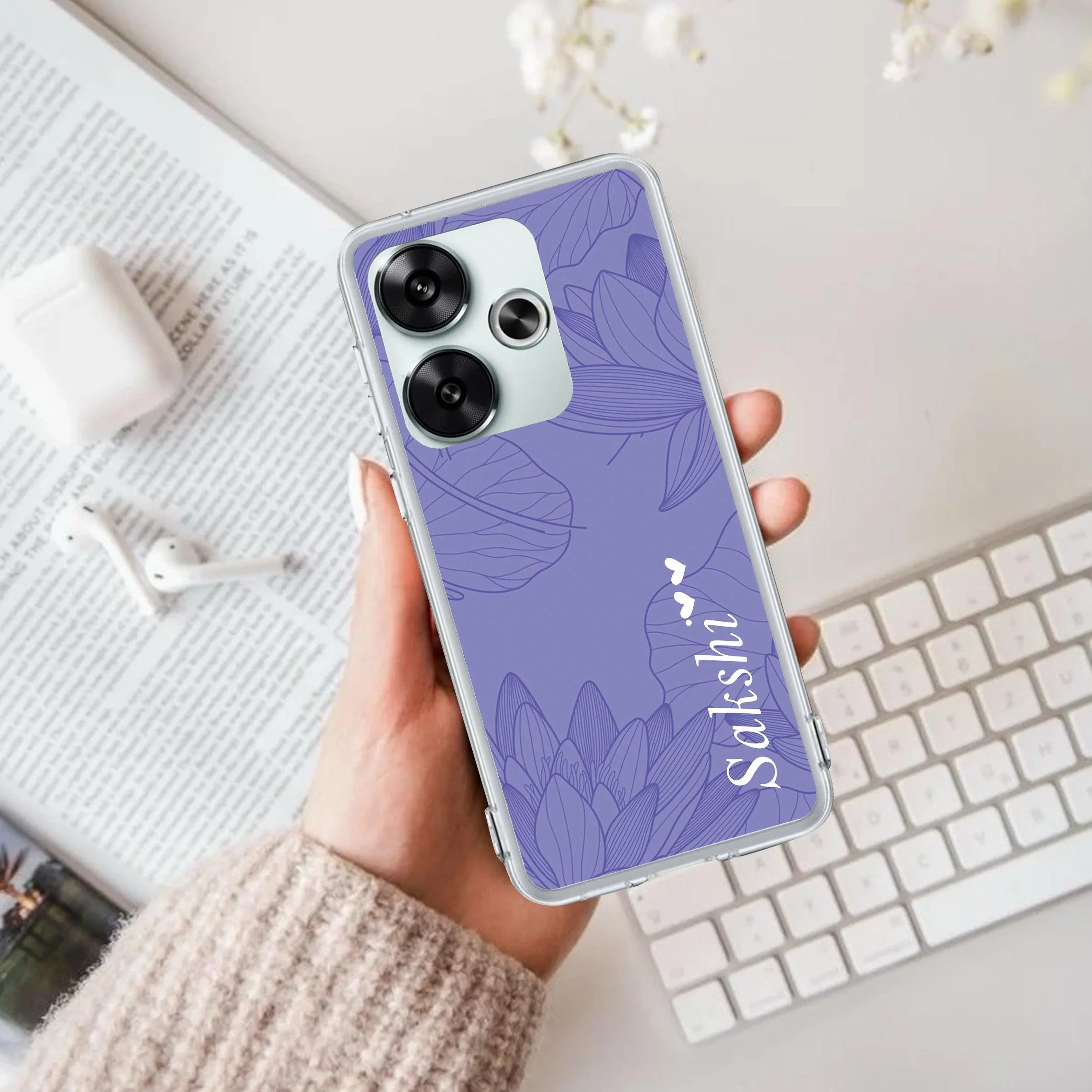 Customized luxury Purple leaves Transparent Silicon Case For Poco - ShopOnCliQ